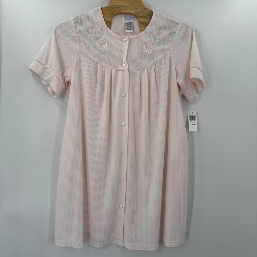 Vintage Collette By Miss Elaine Short Sleeve Pink Robe Size XL